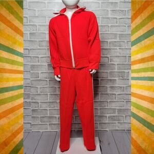 Vintage 80s Kids Red w/ White Stripe Tracksuit 2 Piece Set, Size Small 4/5